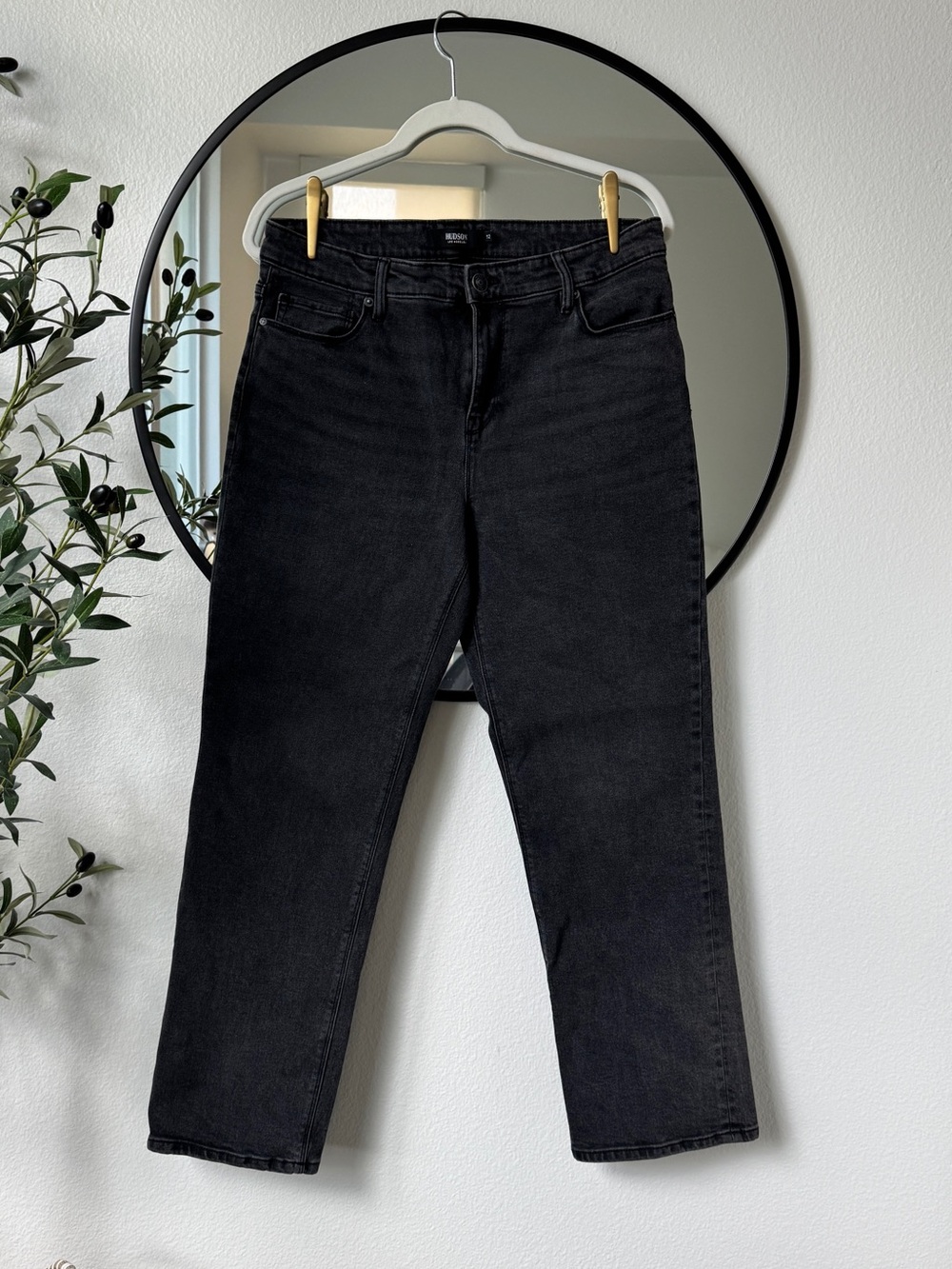 Hudson Jeans Faded Black Cropped Ankle Straight Jeans 12